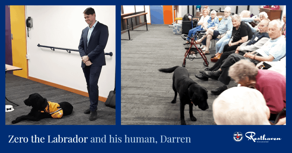 ‘Zero’ the dog visits Resthaven Marion Community Services
