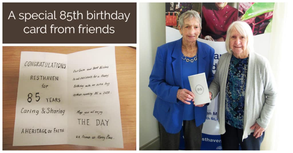 85th Birthday Card at Resthaven Mount Gambier