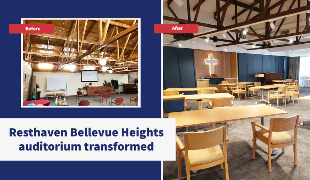 Resthaven Bellevue Heights: auditorium transformed