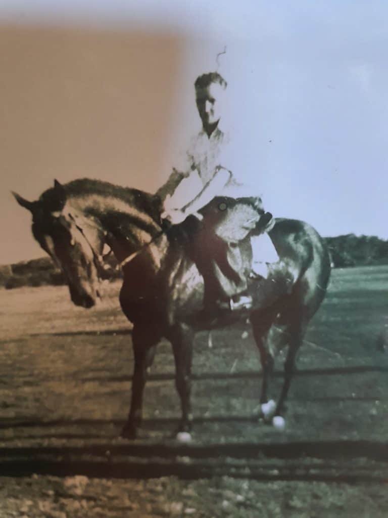 Mr Keith Lord in his younger days riding a horse