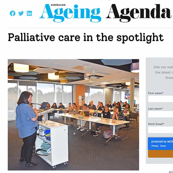 Screenshot of news item of the Australian Ageing Agenda