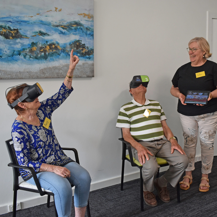 Participants of the ‘Staying at Home in Regional South Australia’ program try VR technology