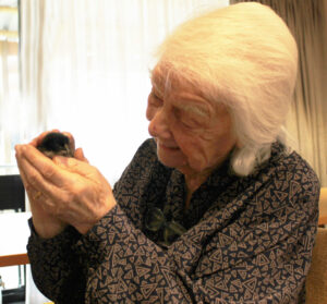 Mrs Sheila Cowper holds one of the Henny Penny Chickens