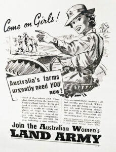 poster of recruitment of women to join the Australian Women's land army