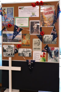 Collage on a wall of woman enlisted in Australian Land army in WWII