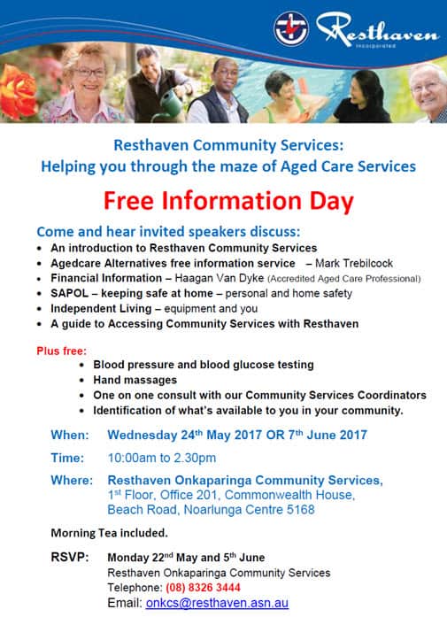 Onkaparinga CS Information Day Flyer May June 2017